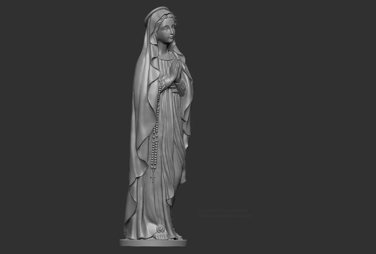 Statue Blessed Virgin Mary prayer 3D print model_12