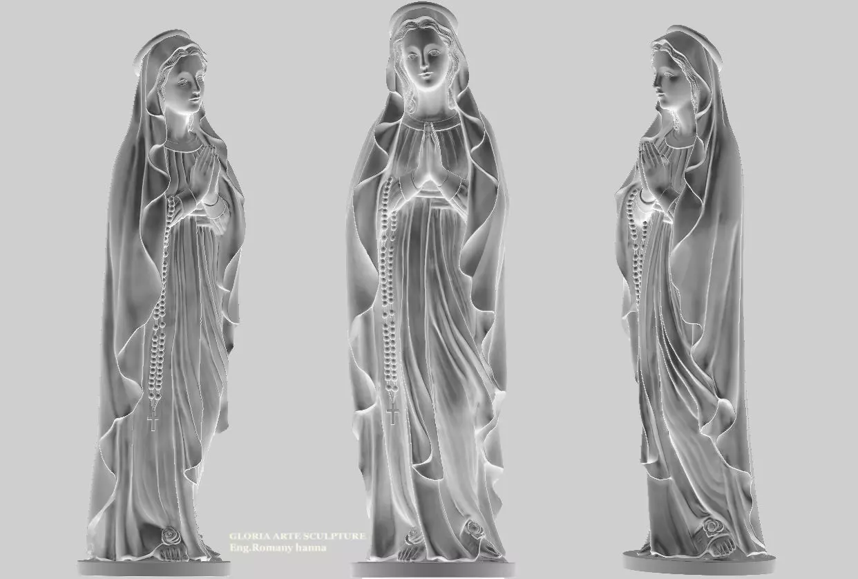 Statue Blessed Virgin Mary prayer 3D print model_14