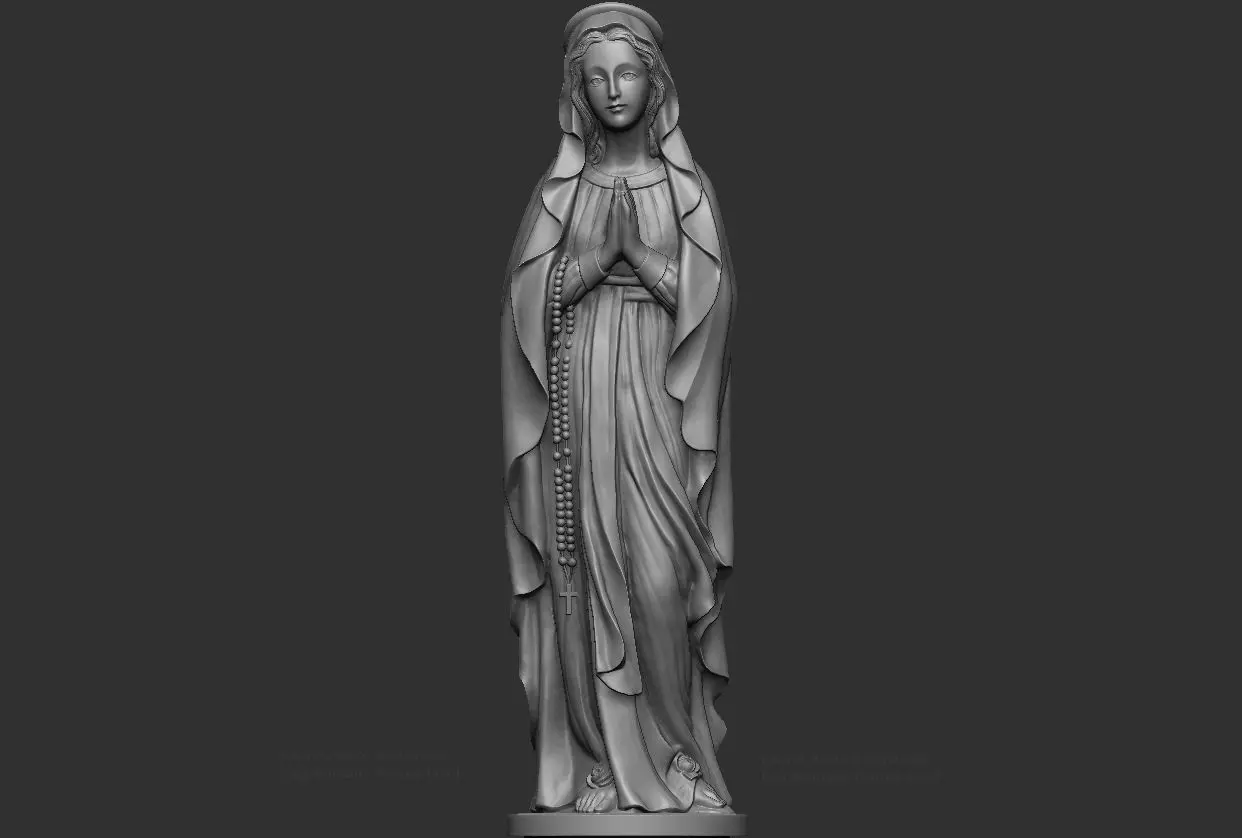 Statue Blessed Virgin Mary prayer 3D print model_15