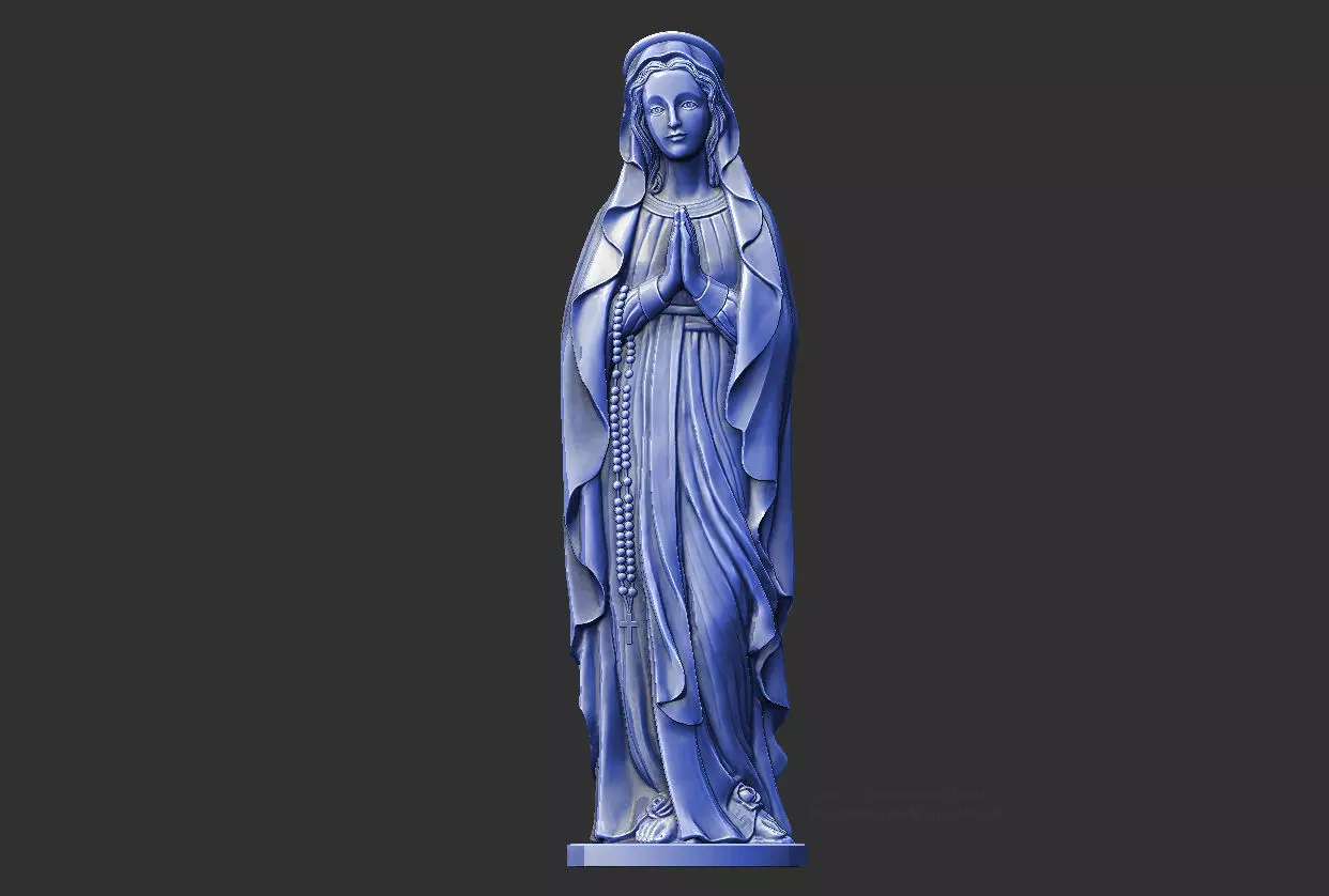 Statue Blessed Virgin Mary prayer 3D print model_9