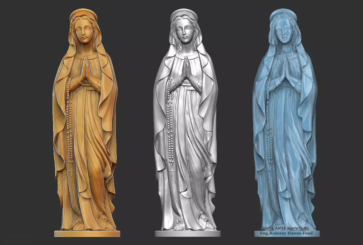 Statue Blessed Virgin Mary prayer 3D print model_4