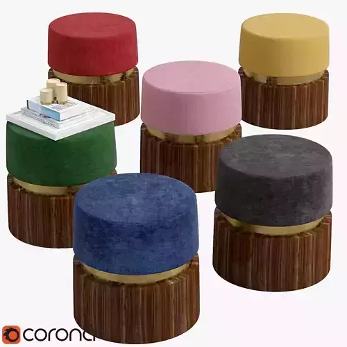 Pouf Set Low-poly 3D model