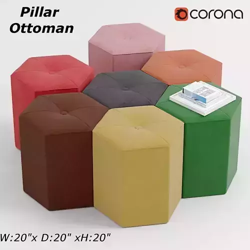 Puf Ottoman Low-poly 3D model