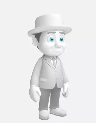 Cartoon Gentleman Character in Suit and Hat Stylized 3D Model 3D print model_2