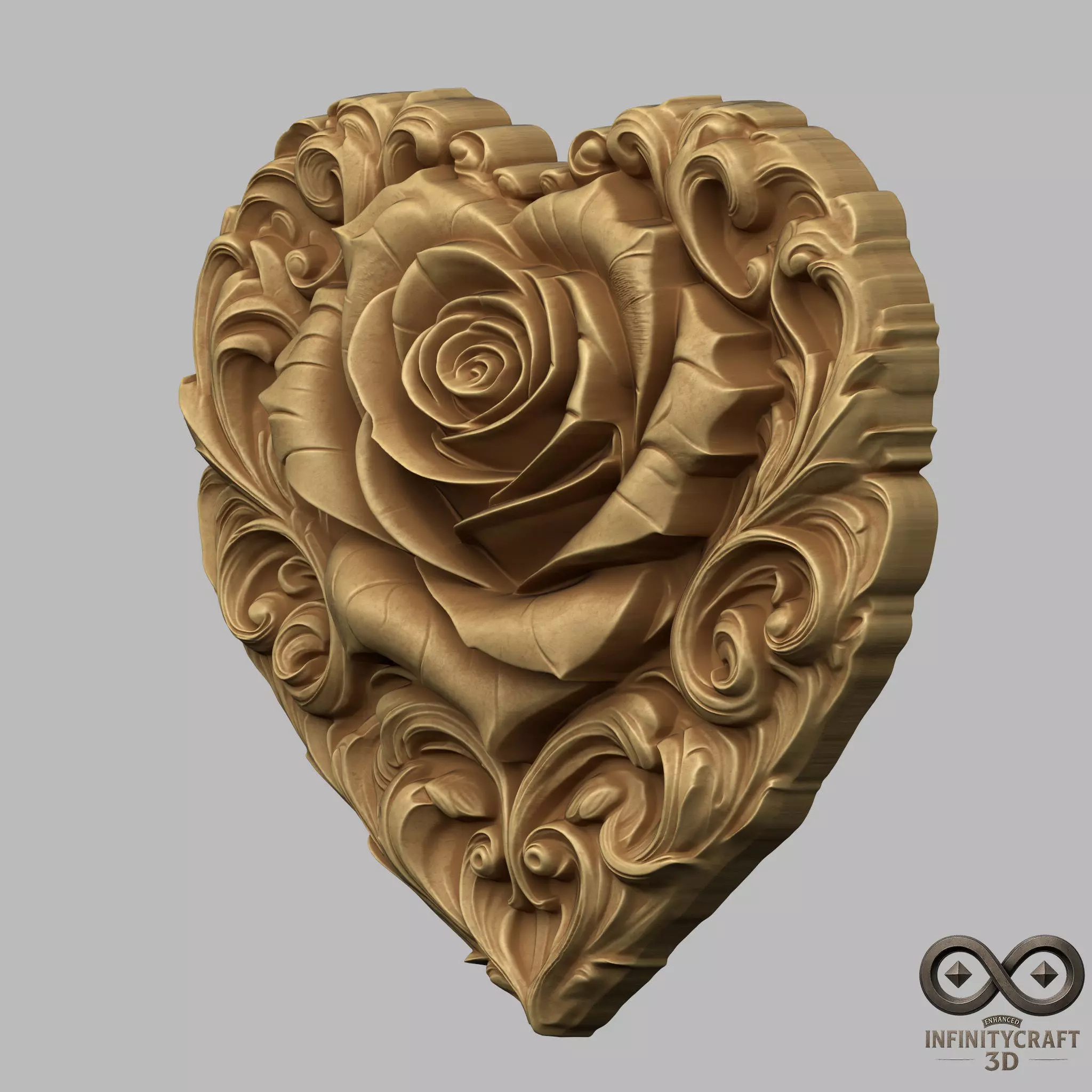 Romantic Heart of Roses Relief No2 STL file for 3d print or CNC Free 3D print model_4