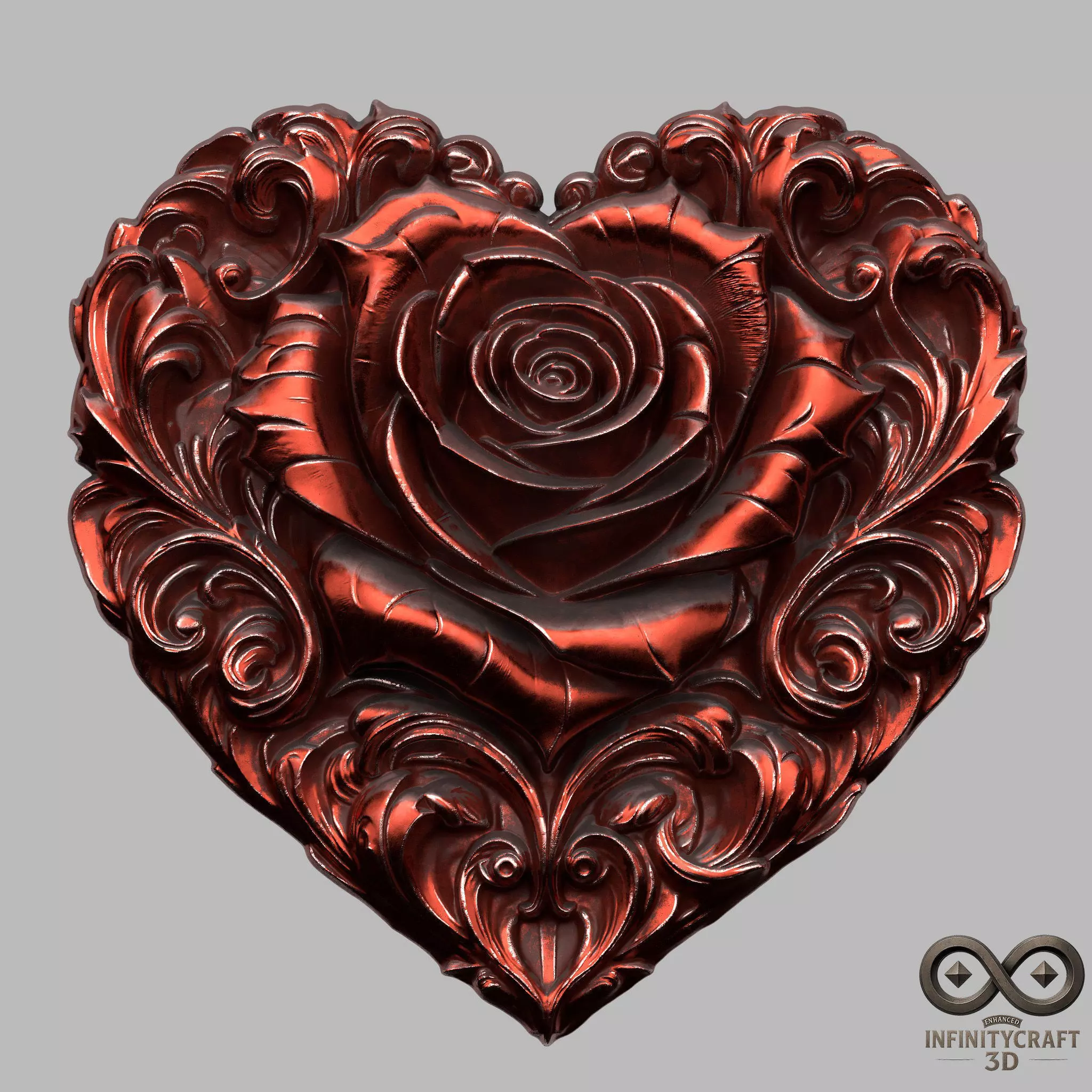 Romantic Heart of Roses Relief No2 STL file for 3d print or CNC Free 3D print model_2