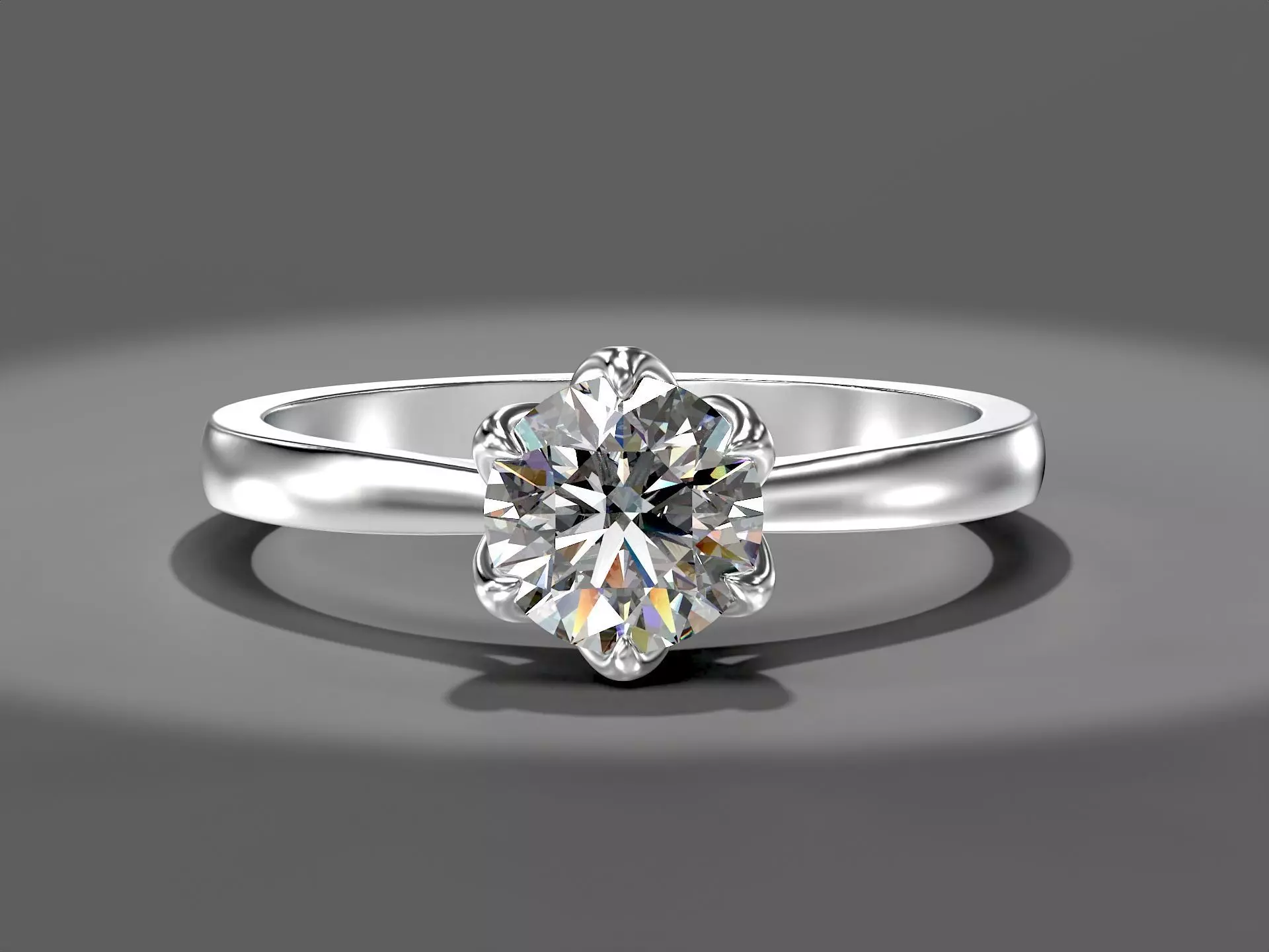 Engagement Solitaire Ring with Round Cut Stone 3D print model 3D print model_4