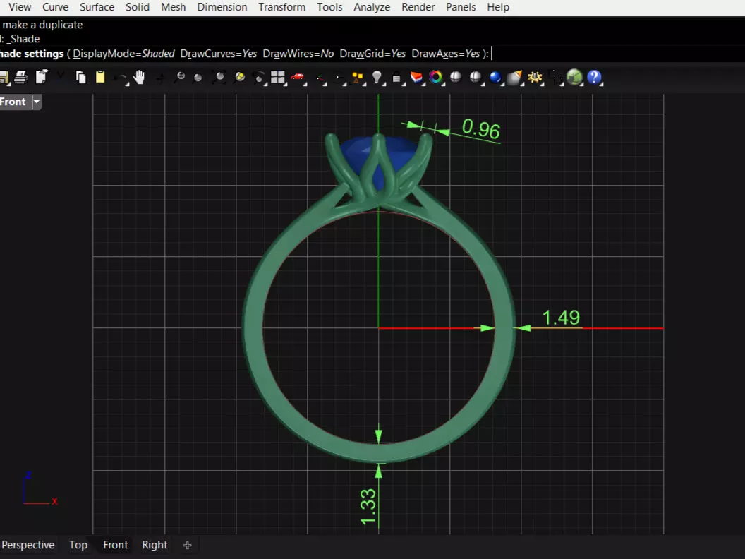 Engagement Solitaire Ring with Round Cut Stone 3D print model 3D print model_7