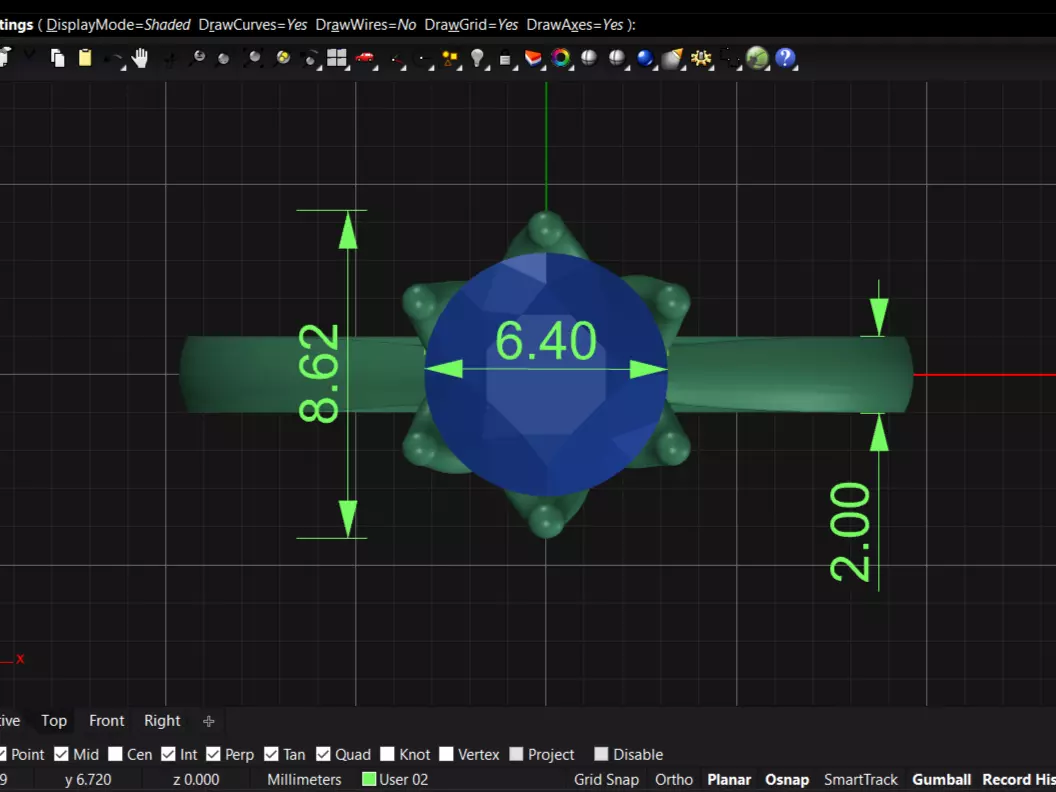 Engagement Solitaire Ring with Round Cut Stone 3D print model 3D print model_6