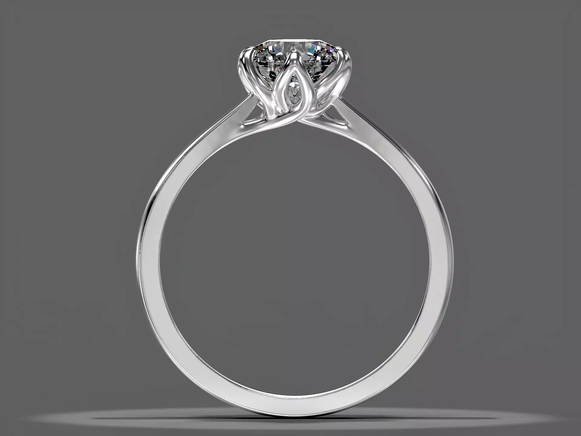 Engagement Solitaire Ring with Round Cut Stone 3D print model 3D print model_3