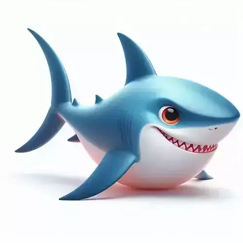 Cute Cartoon Shark 3D Playful Ocean Animal Big Smile