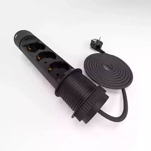 Extension Cable Multi Plug 3D Model With 2 USB Ports