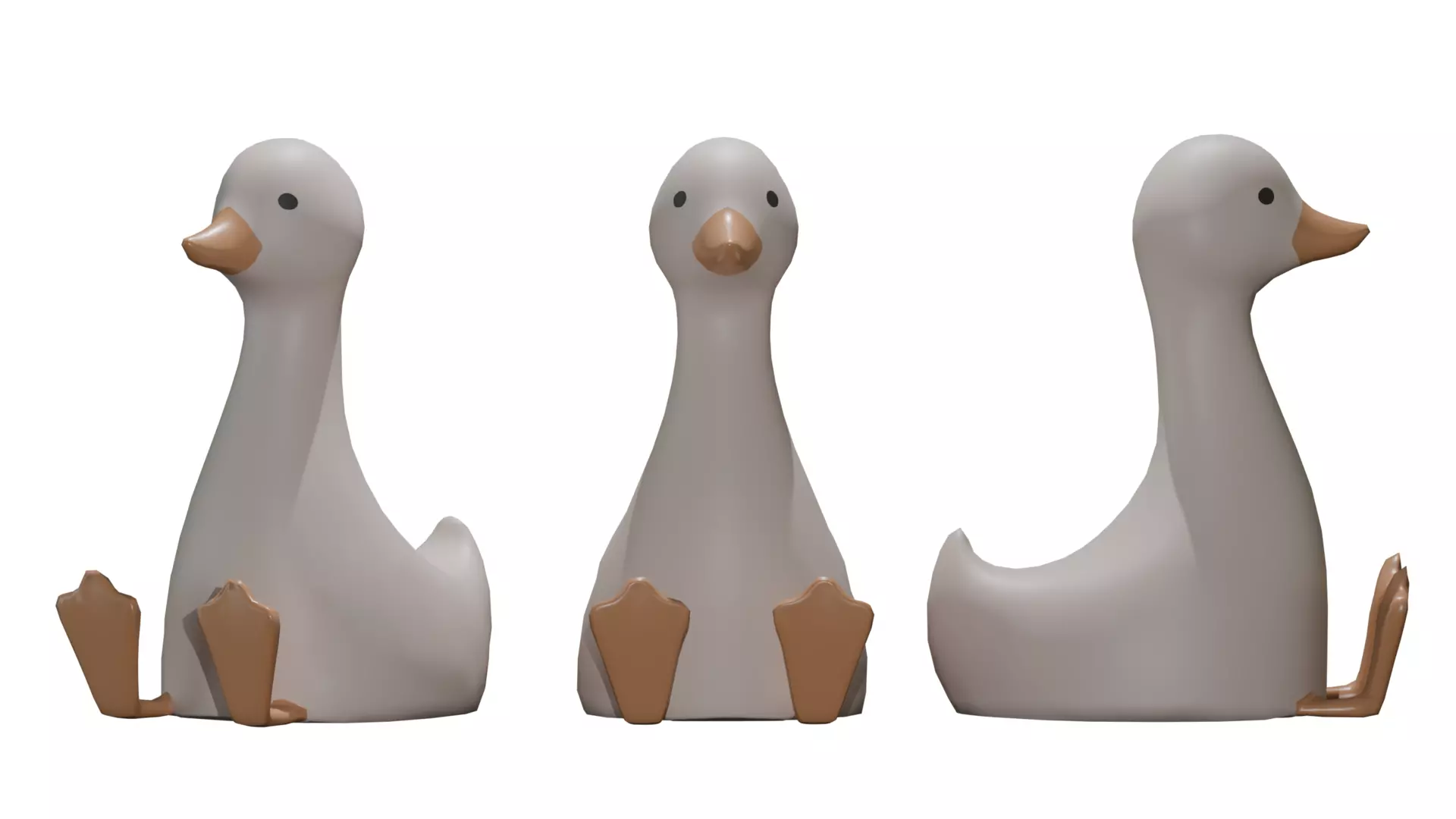 Silly Duck - Cartoon Model 1k Faces Low-poly 3D model_1