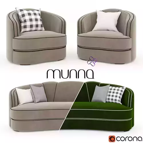 Munna Josephine armchair and Sofa Low-poly 3D model
