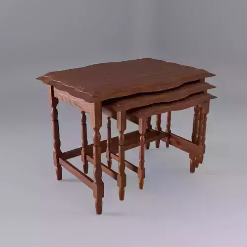 Wooden Nesting Coffee Tables 3D Model Set