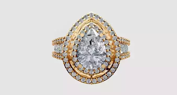 Pear Diamond Halo Ring 