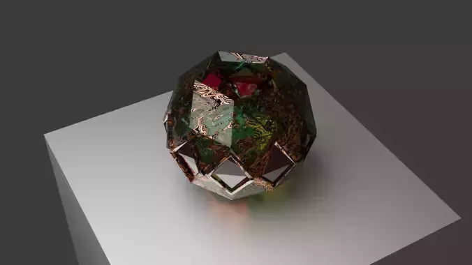 Jade and Gold Flowerpot with Ruby Accents  PBR 3D Mode