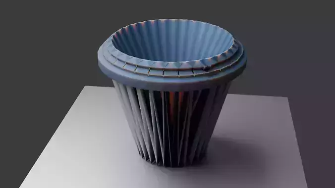 Ribbed Plastic Flowerpot  Industrial Style 3D Model