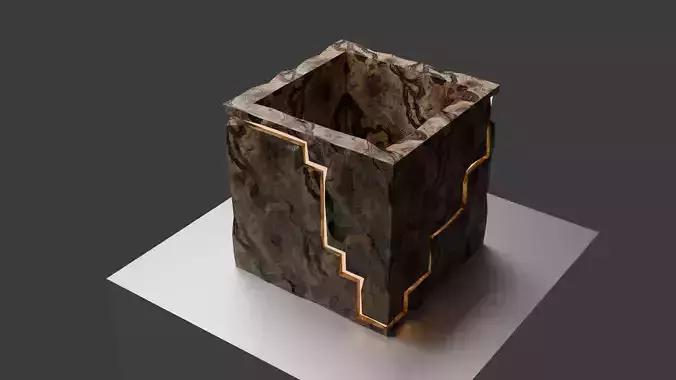 Wooden Flowerpot with LED Cutouts  Stylized 3D Model