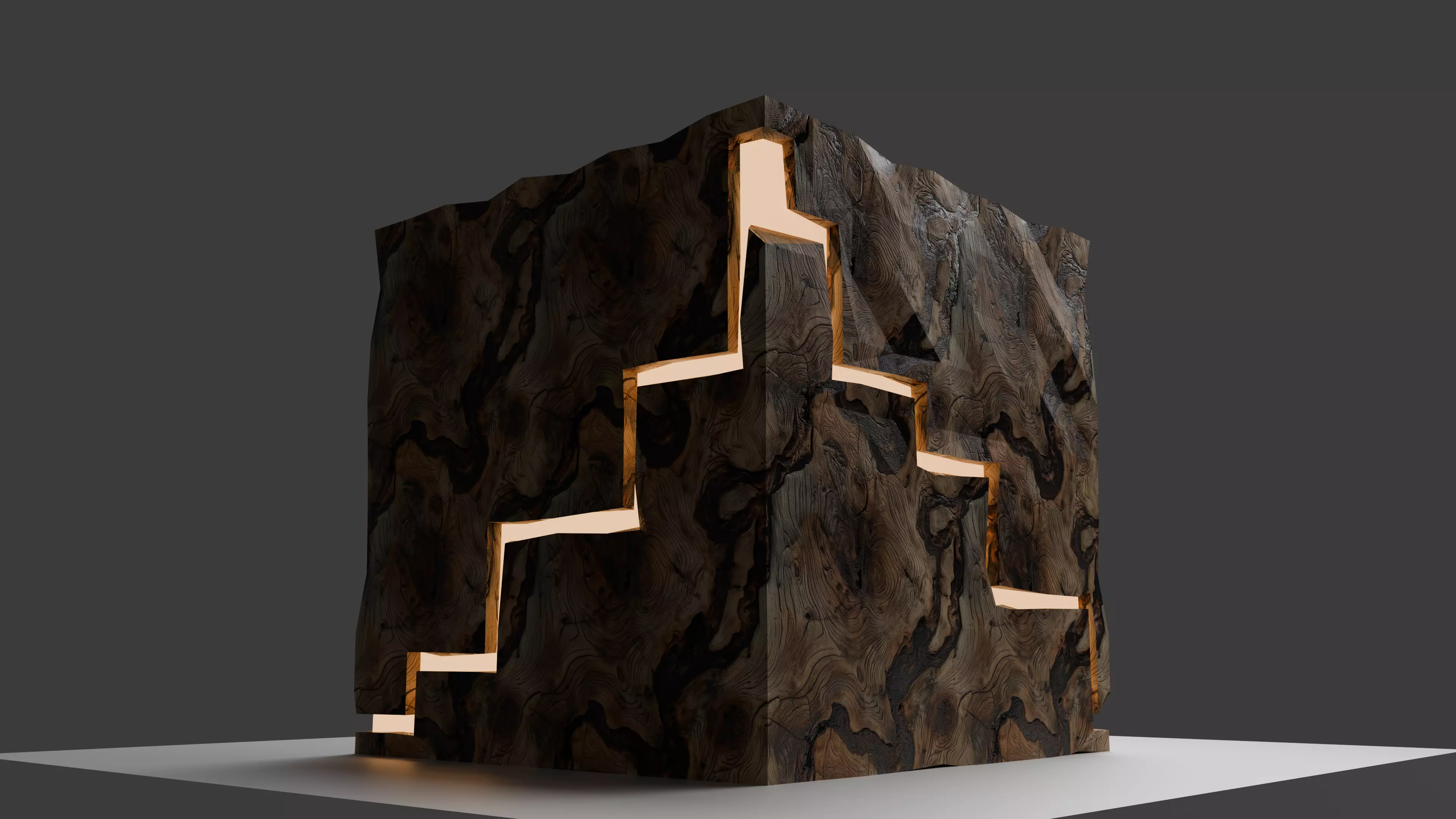 Wooden Flowerpot with LED Cutouts  Stylized 3D Model 3D model_2