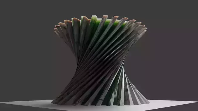 Marble and Jade Flowerpot  Sculptural 3D Model