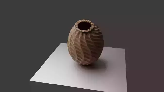 Spiral Clay Flowerpot  Artistic 3D Model