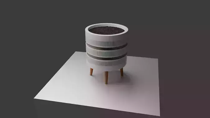 Ceramic and Wood Flowerpot with Jade Accents  Modern 3D Model