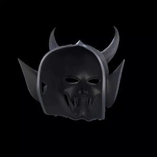 Japanese-Inspired Black Demon Mask Sculpture 3D print model_7
