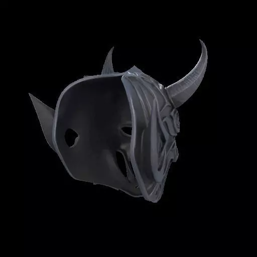 Japanese-Inspired Black Demon Mask Sculpture 3D print model_5
