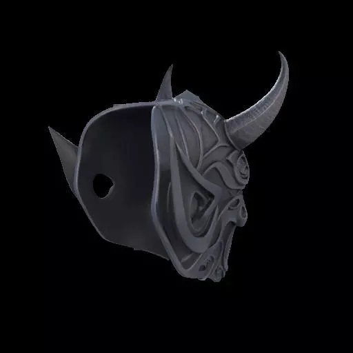 Japanese-Inspired Black Demon Mask Sculpture 3D print model_4