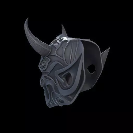 Japanese-Inspired Black Demon Mask Sculpture 3D print model_14