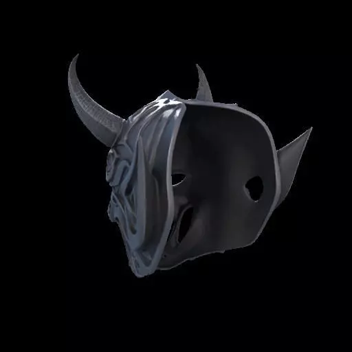 Japanese-Inspired Black Demon Mask Sculpture 3D print model_11