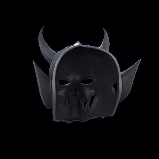 Japanese-Inspired Black Demon Mask Sculpture 3D print model_9