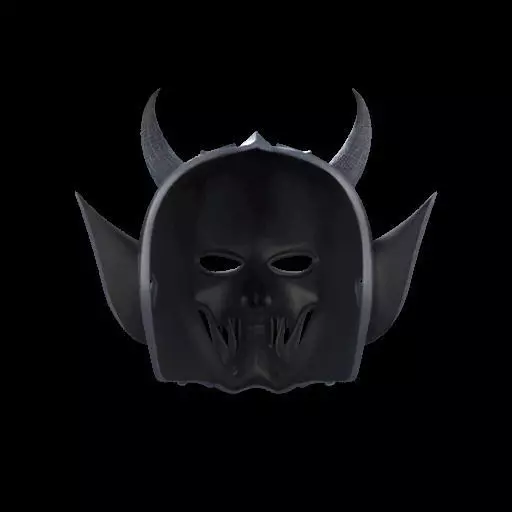Japanese-Inspired Black Demon Mask Sculpture 3D print model_8