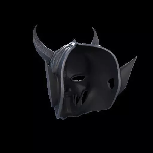 Japanese-Inspired Black Demon Mask Sculpture 3D print model_10