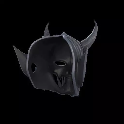 Japanese-Inspired Black Demon Mask Sculpture 3D print model_6