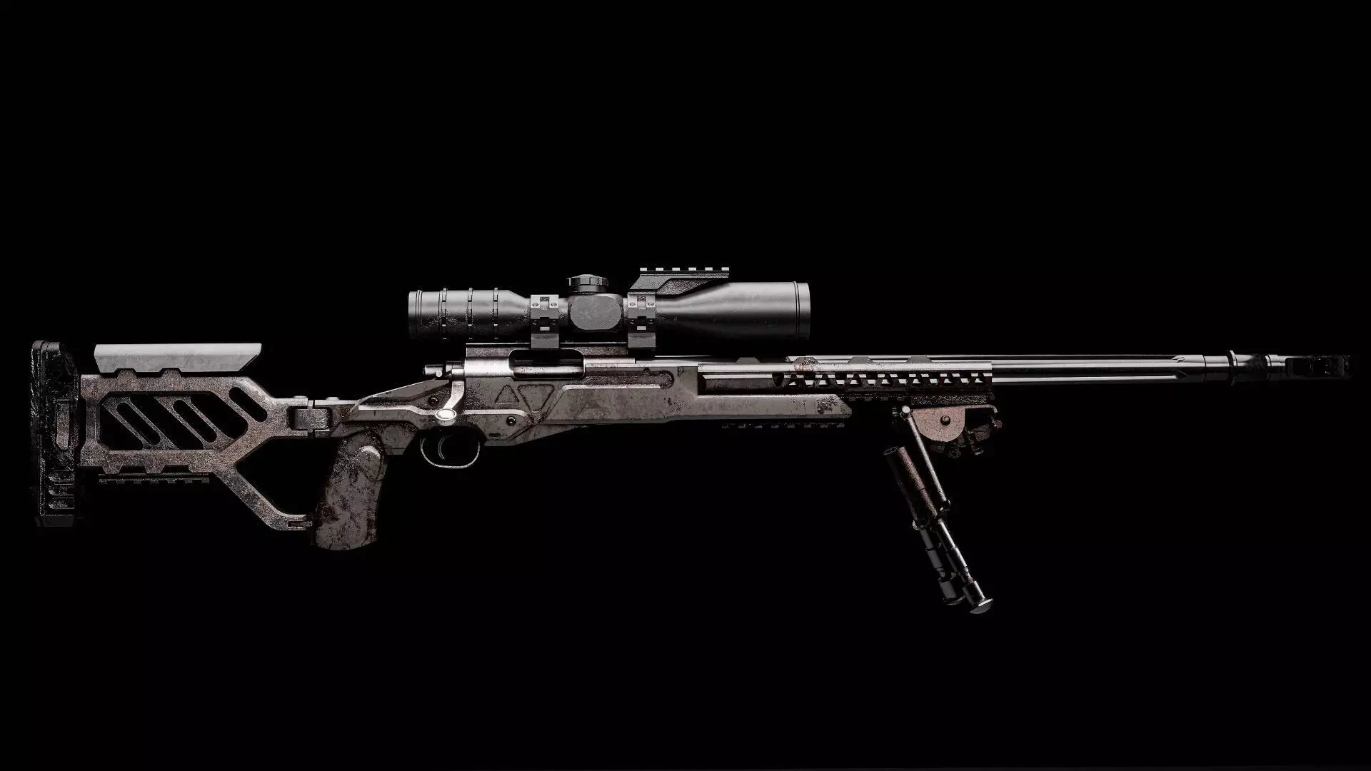 Game Ready Postapocalyptic Sniper Rifle Free low-poly 3D model