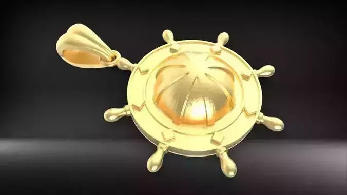 Nautical Ship Wheel Pendant Necklace