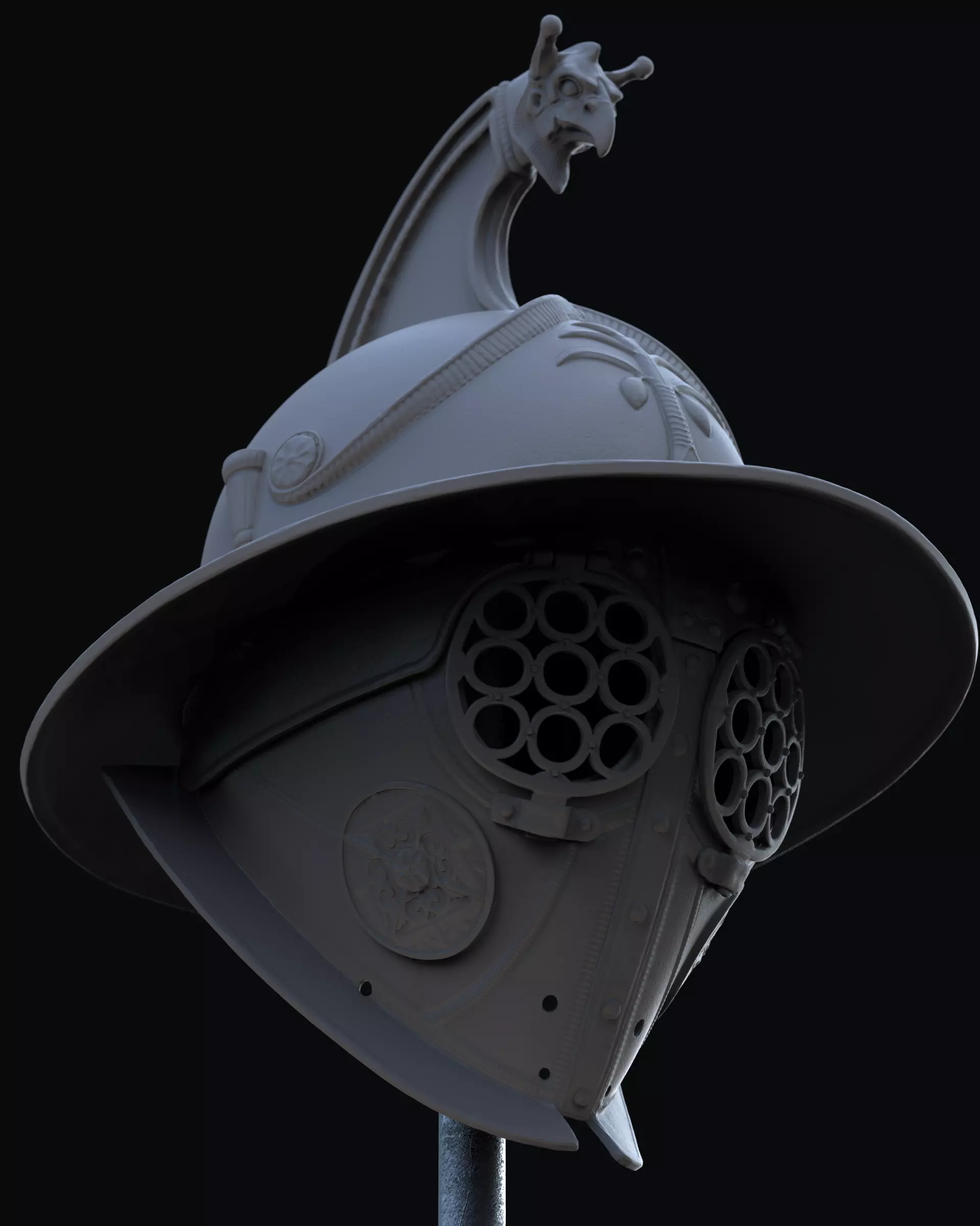 Thraex Gladiator Helmet v2  3D print model_10