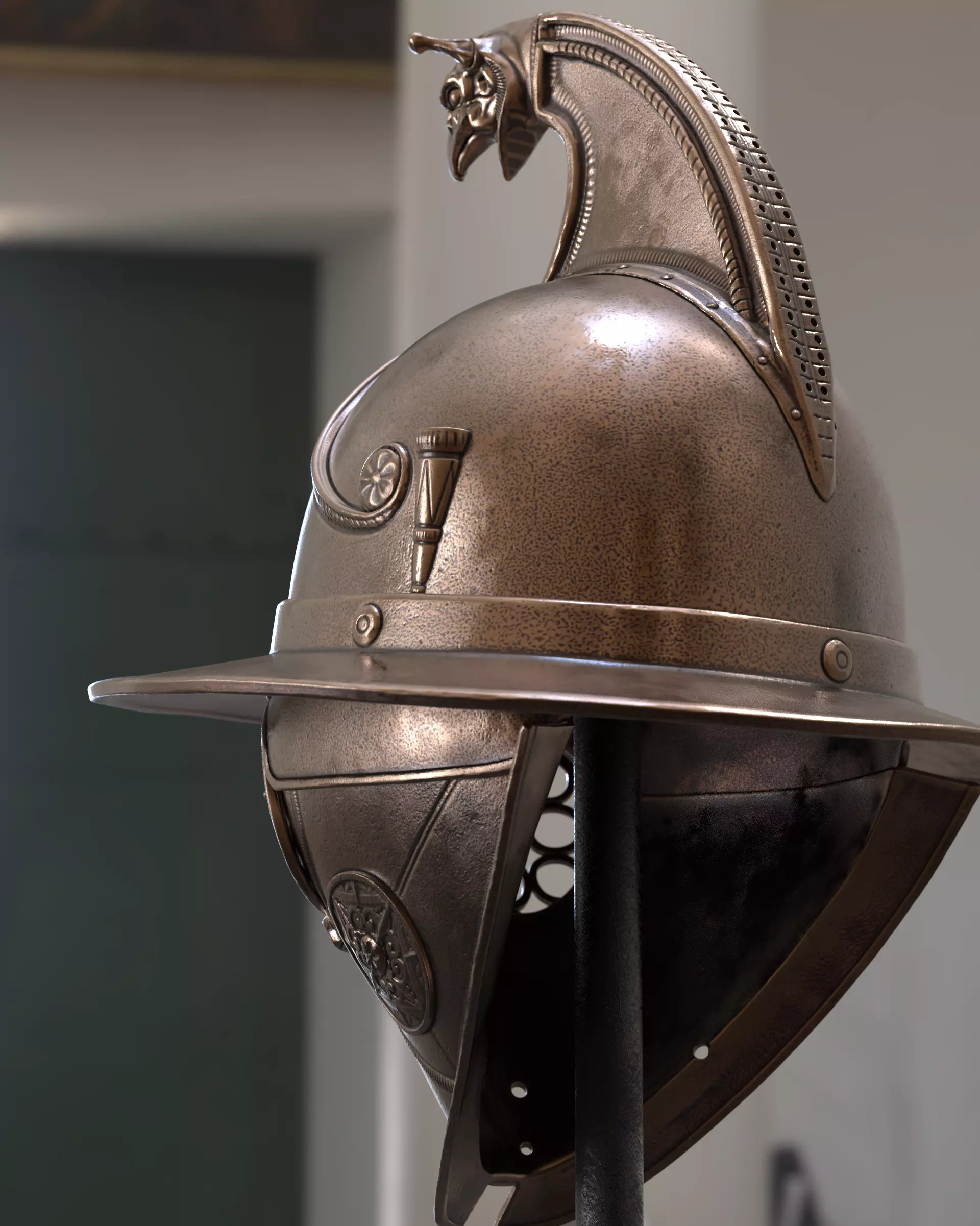 Thraex Gladiator Helmet v2  3D print model_6