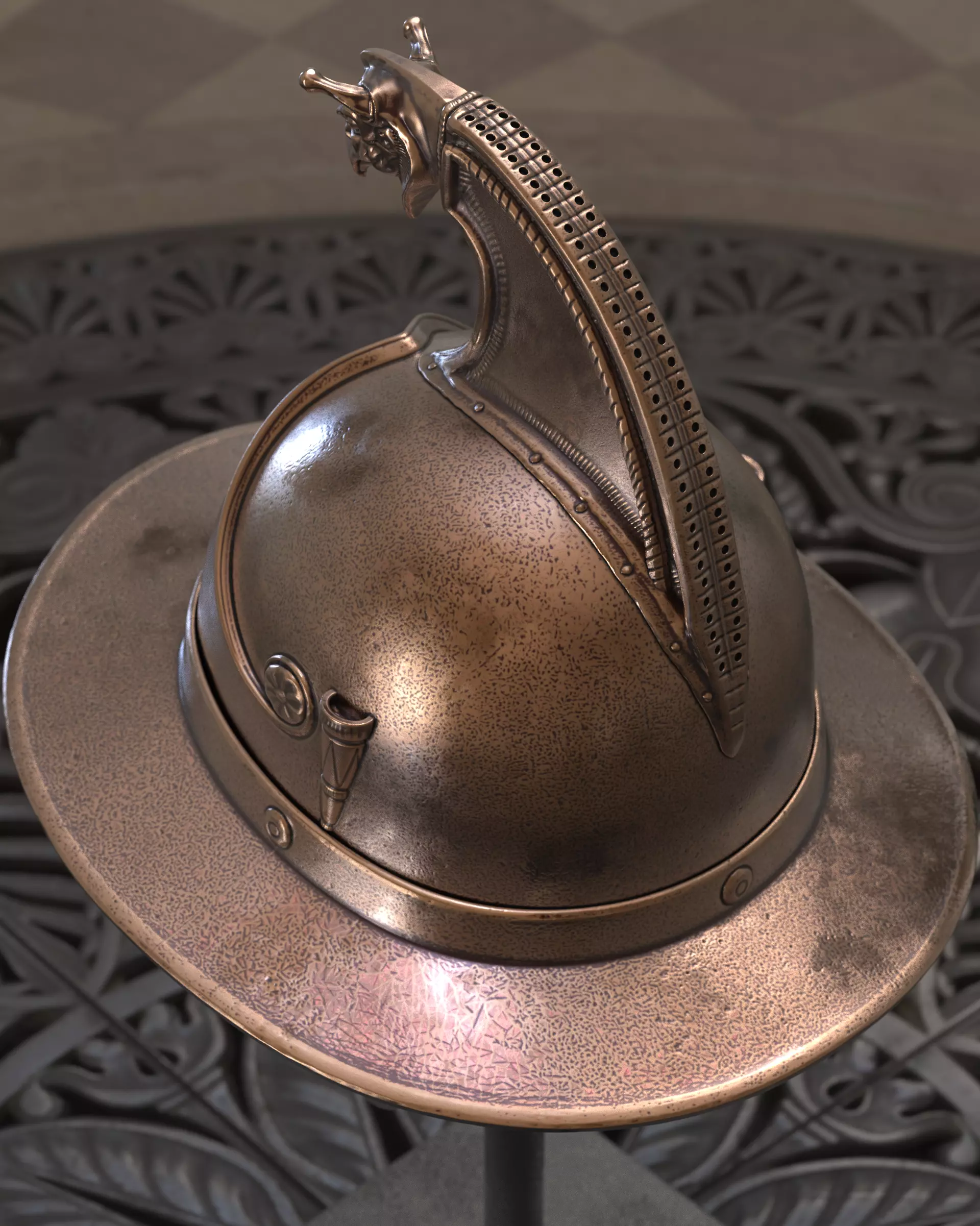 Thraex Gladiator Helmet v2  3D print model_8