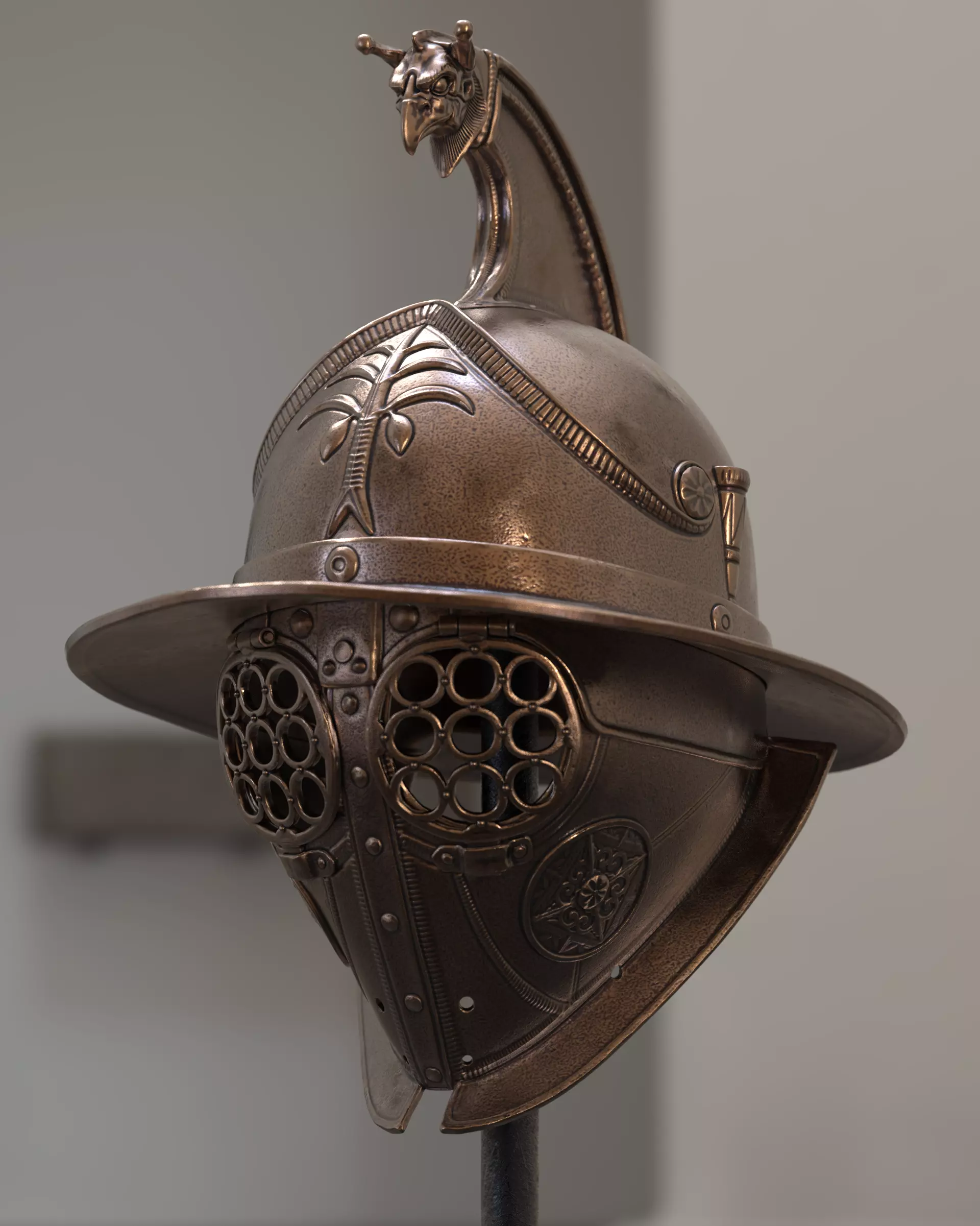 Thraex Gladiator Helmet v2  3D print model_3