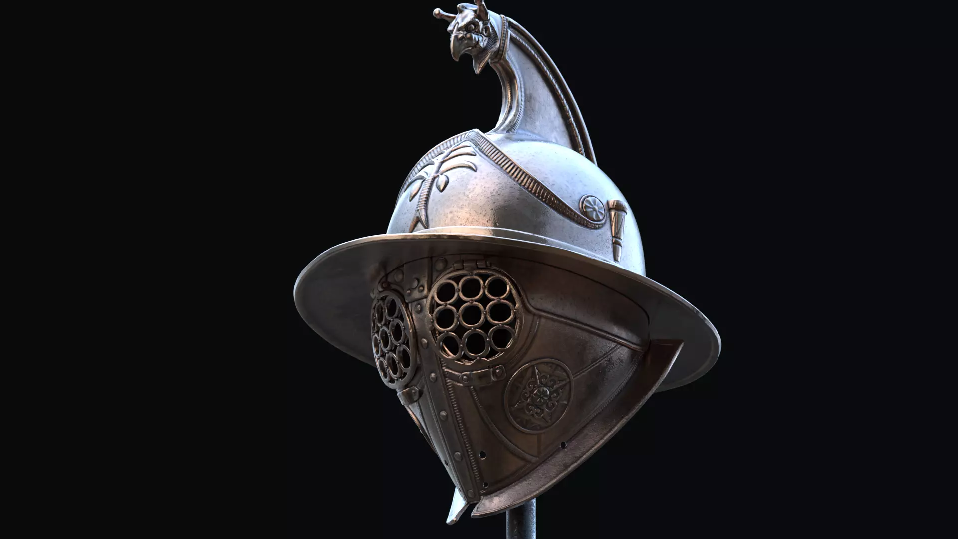Thraex Gladiator Helmet v2  3D print model_0