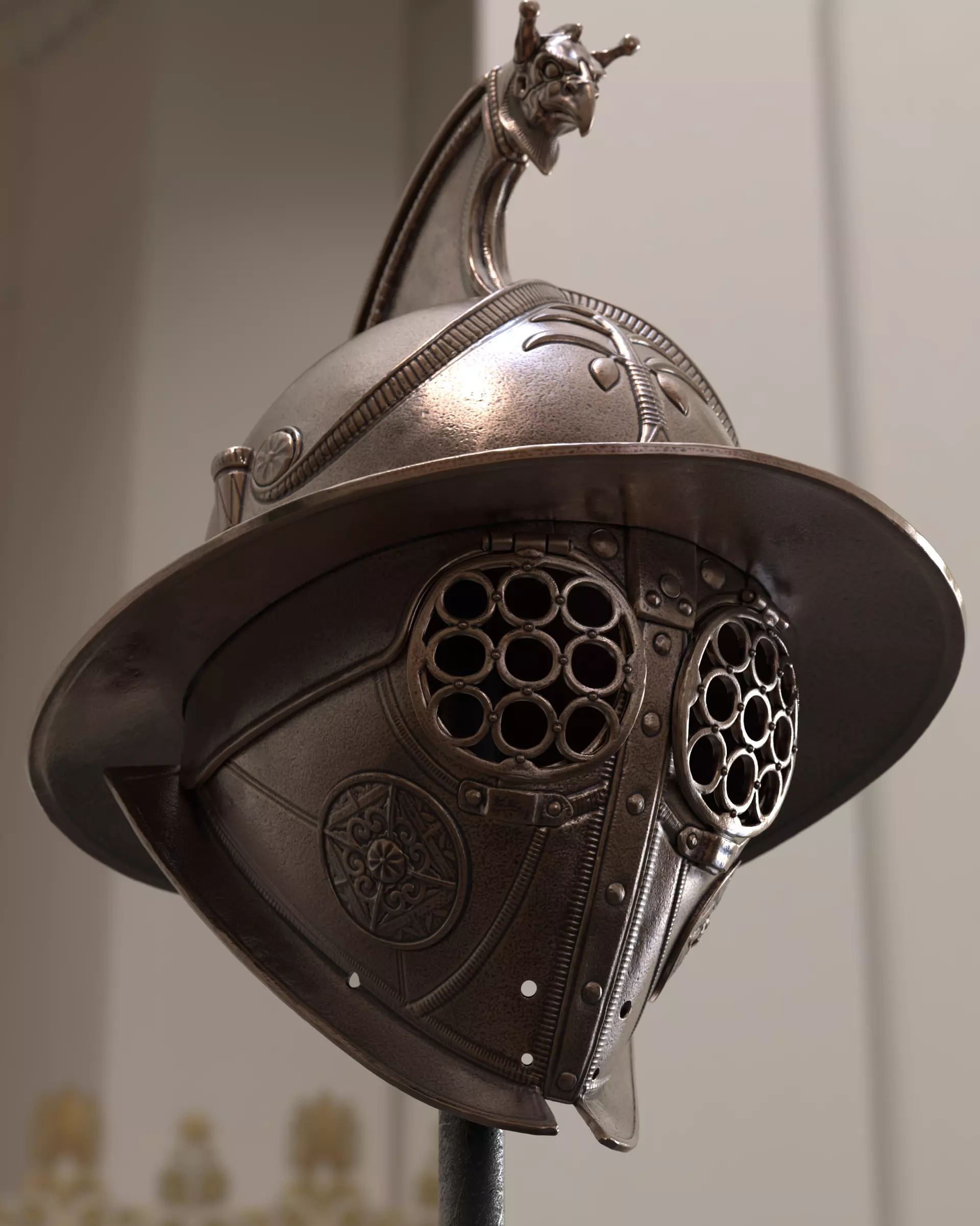 Thraex Gladiator Helmet v2  3D print model_7