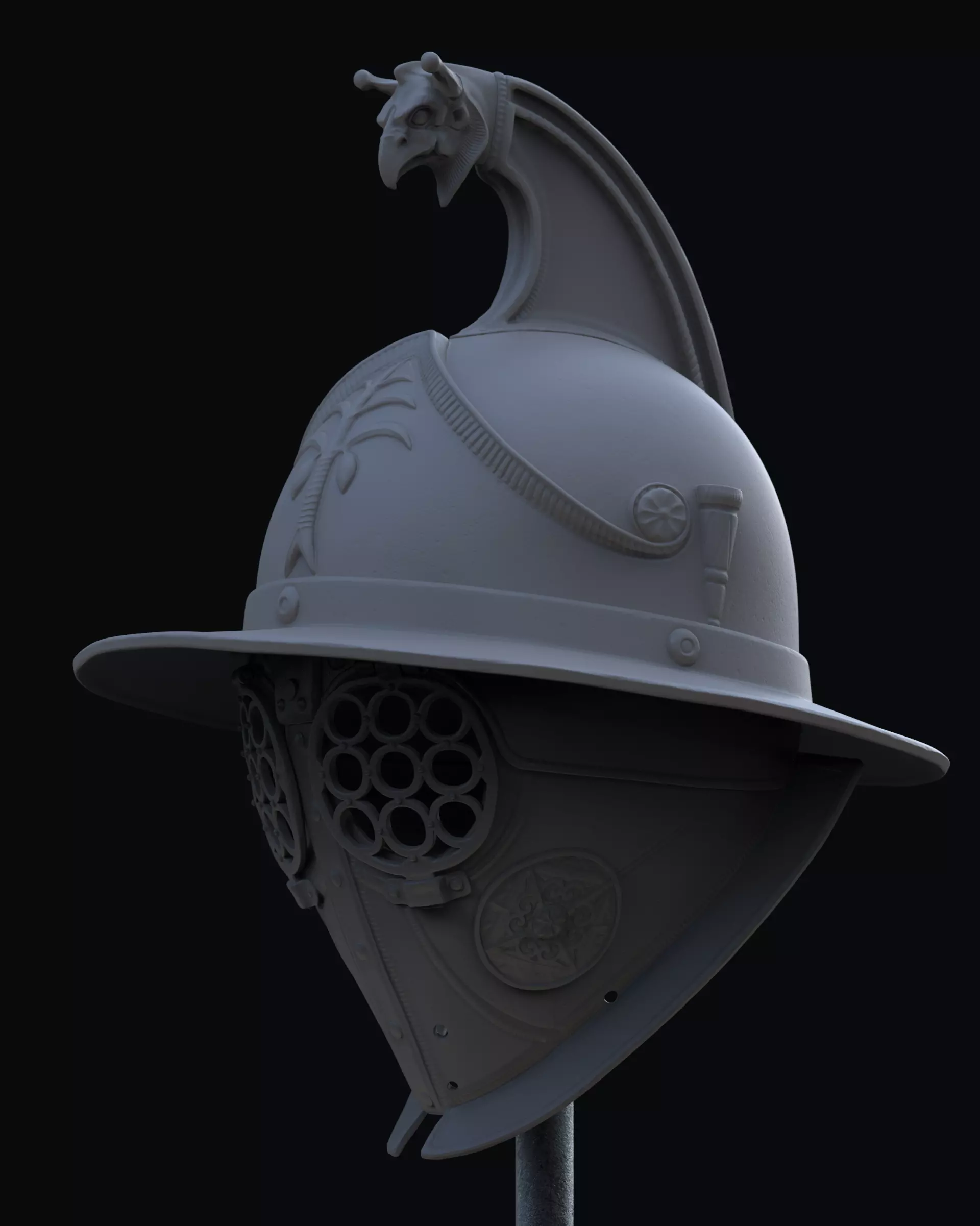 Thraex Gladiator Helmet v2  3D print model_11