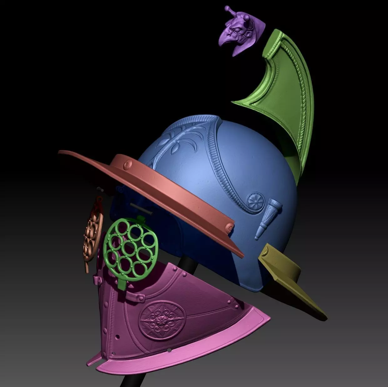 Thraex Gladiator Helmet v2  3D print model_14