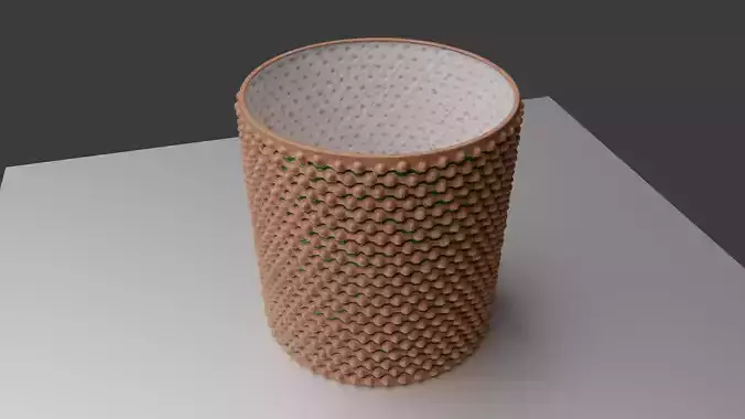 Wood and Jade Flowerpot Textured 3D Model