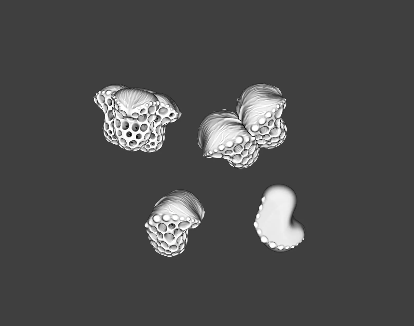 Spooky Alien Fungi Plant SET Natural Terrain Miniature Kitbash 3D print model_1