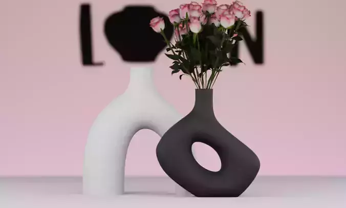 3D Printable Vase Set of2 Models Modern Decorative STL Files