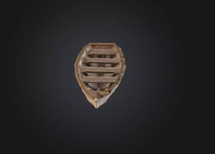 Wooden Boat Low-poly 3D model_6